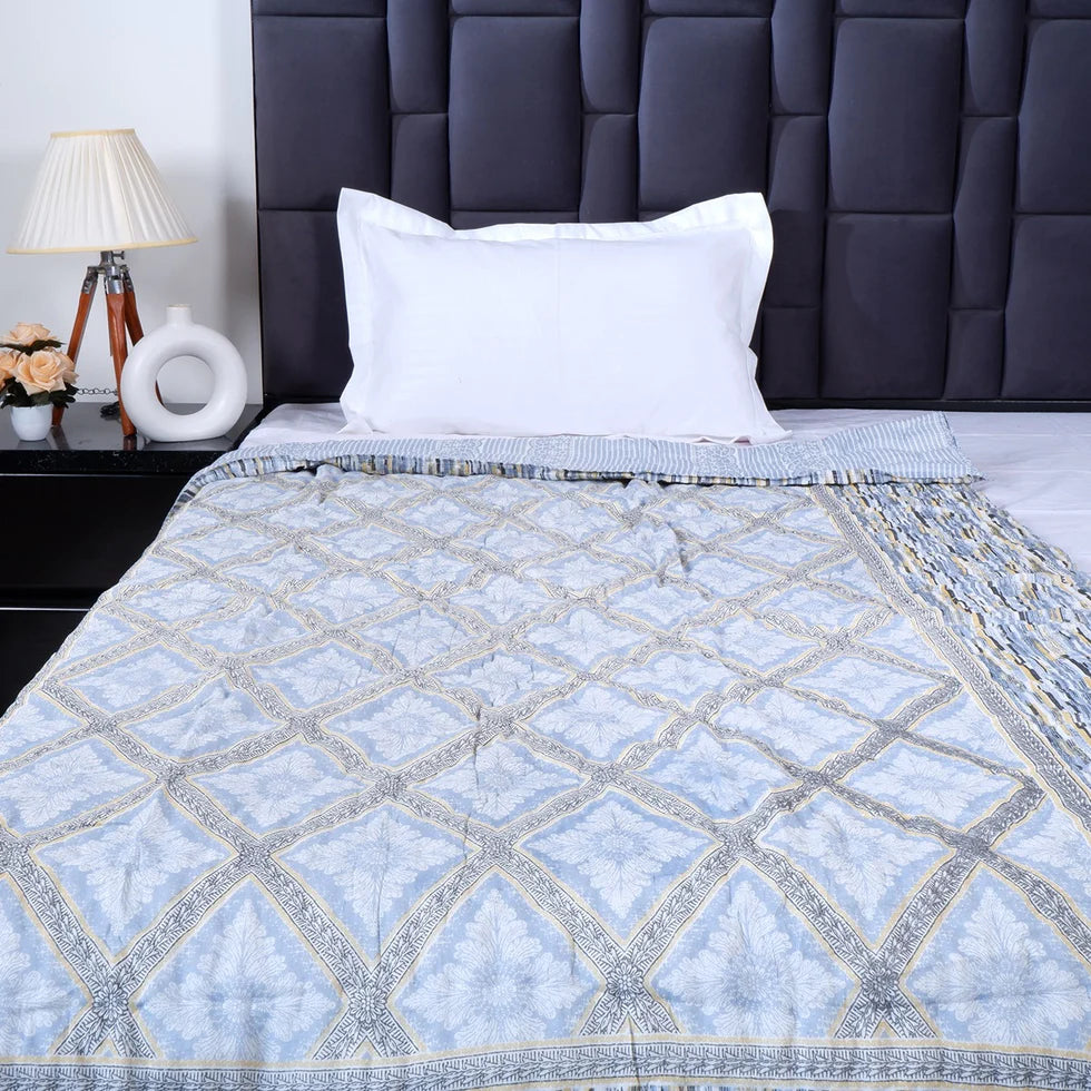 Embrace the Comfort and Charm: Buy Hand Block Print Mulmul Cotton Quilts Online at Thejaipuri.com