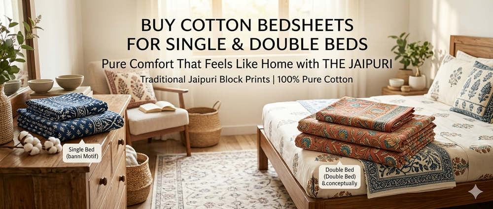Buy Cotton Bedsheet for Single & Double Beds: Pure Comfort That Feels Like Home with The Jaipuri