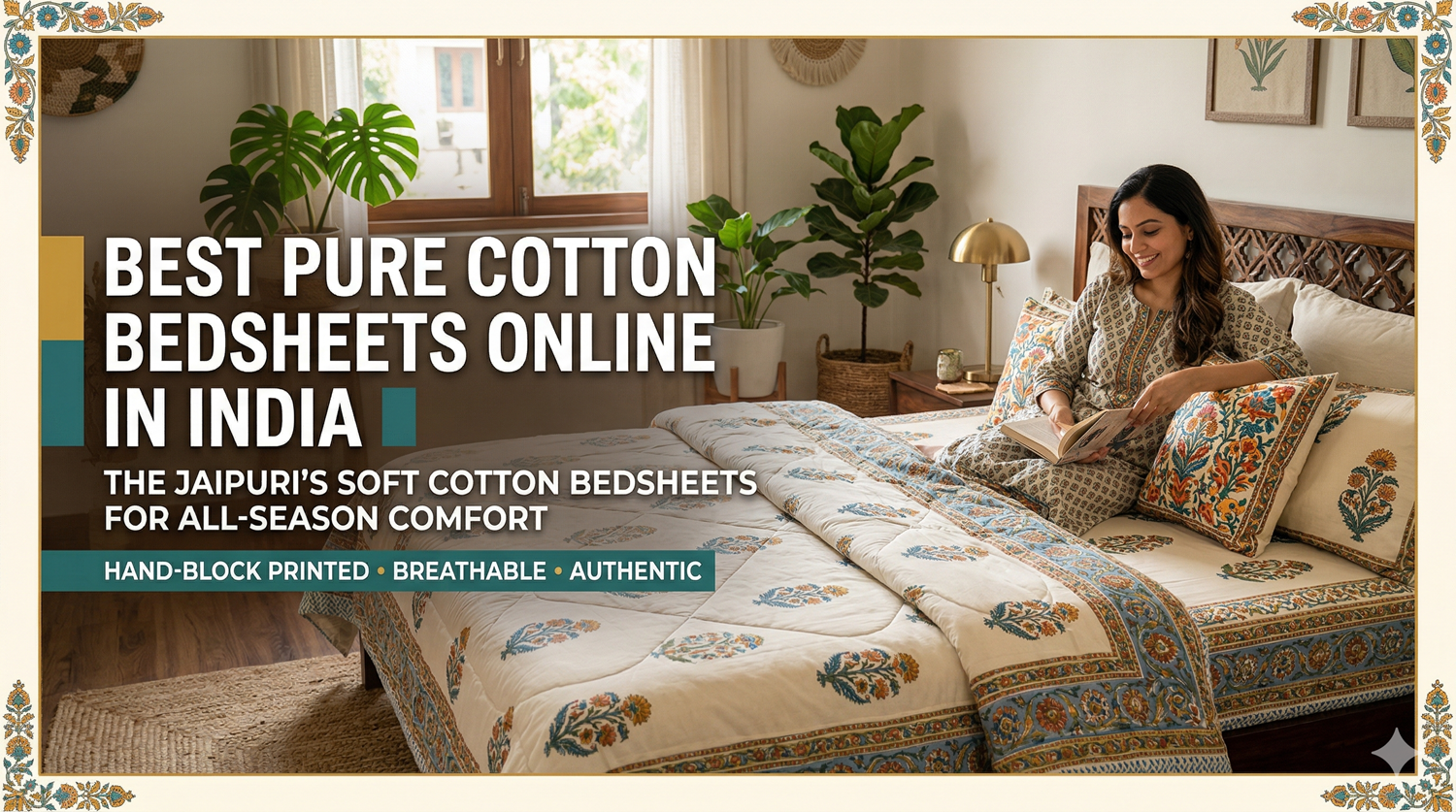 Best Pure Cotton Bedsheets Online in India: The Jaipuri’s Soft Cotton Bedsheets for All-Season Comfort