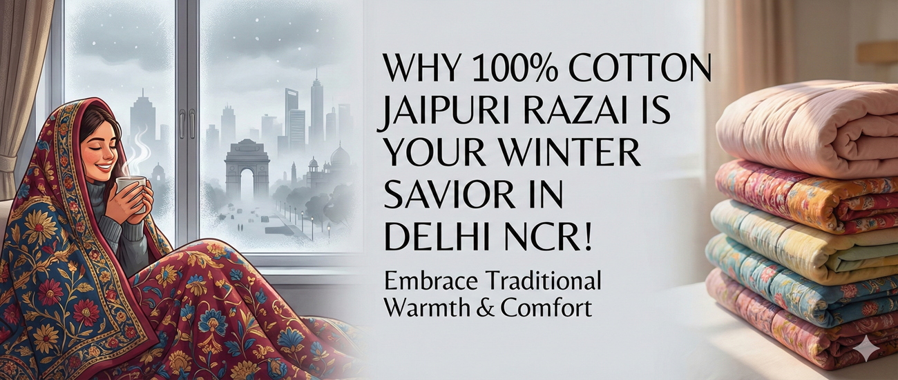 Beat Delhi's Fog & Cold Wave: Why 100% Cotton Jaipuri Razai is Your Winter Savior in NCR!