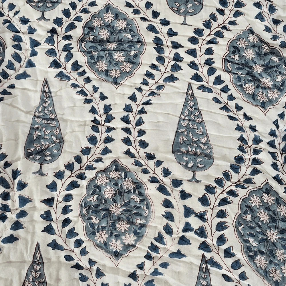 Hand Block Printed Mulmul Cotton Quilt - Mahira (90X108 Inches)