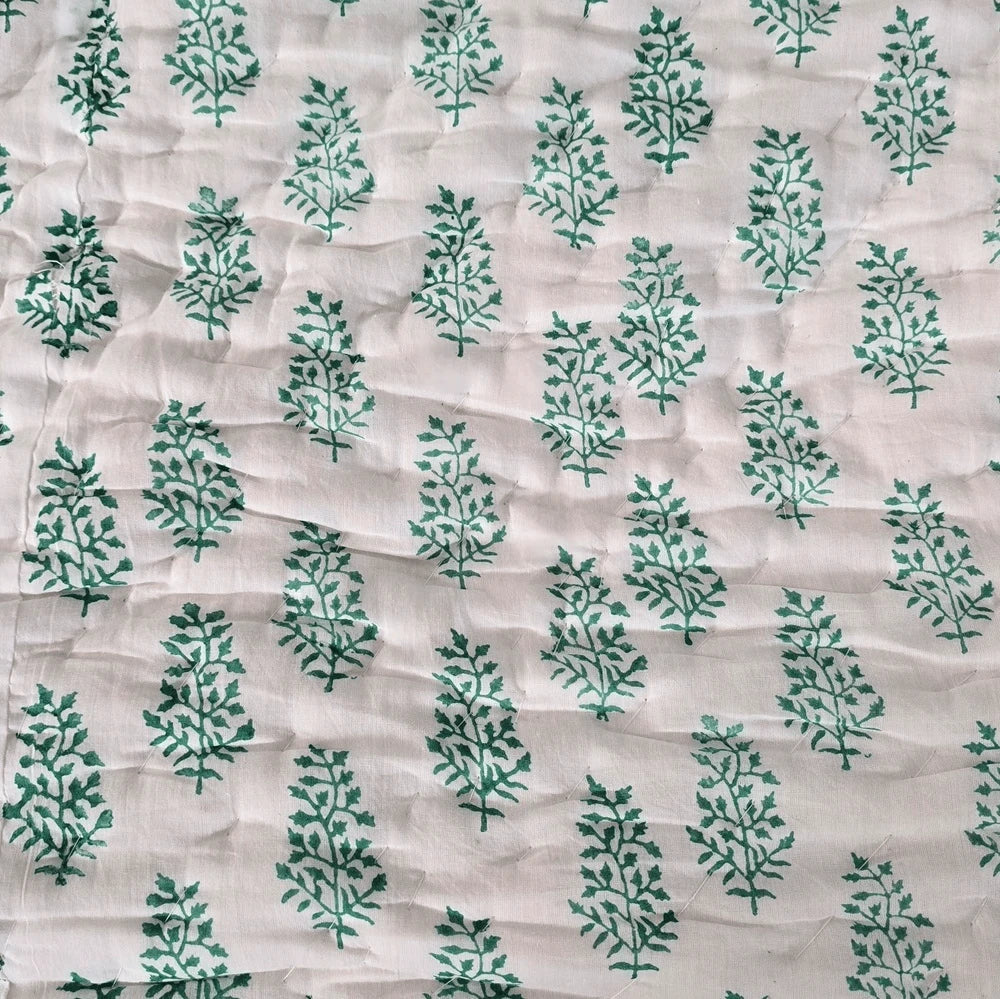 Hand Block Printed Mulmul Cotton All season Quilt - Samina (90X108 Inches)