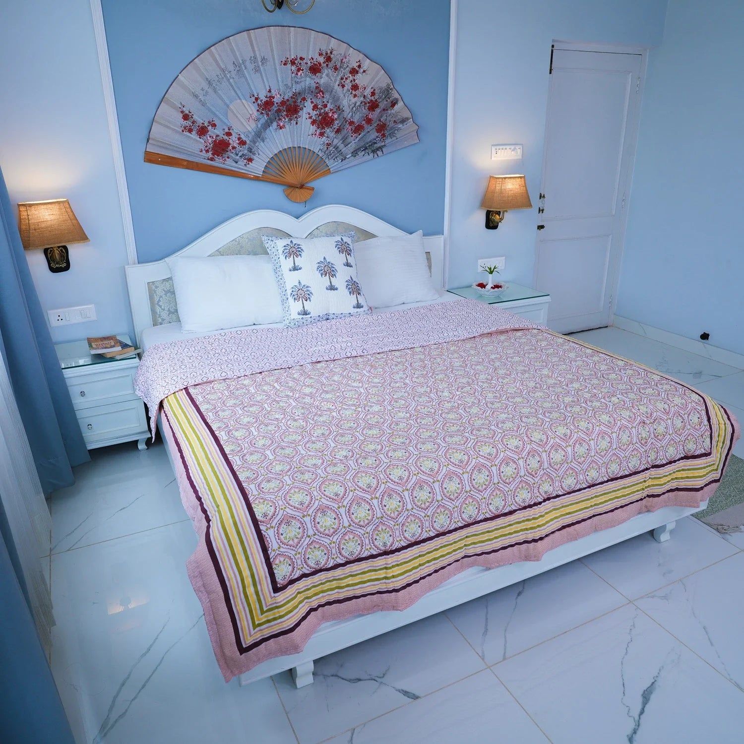 All Season Jaipuri AC Quilt | 100% Pure Cotton | Block Print | Double Bed - Chayanika