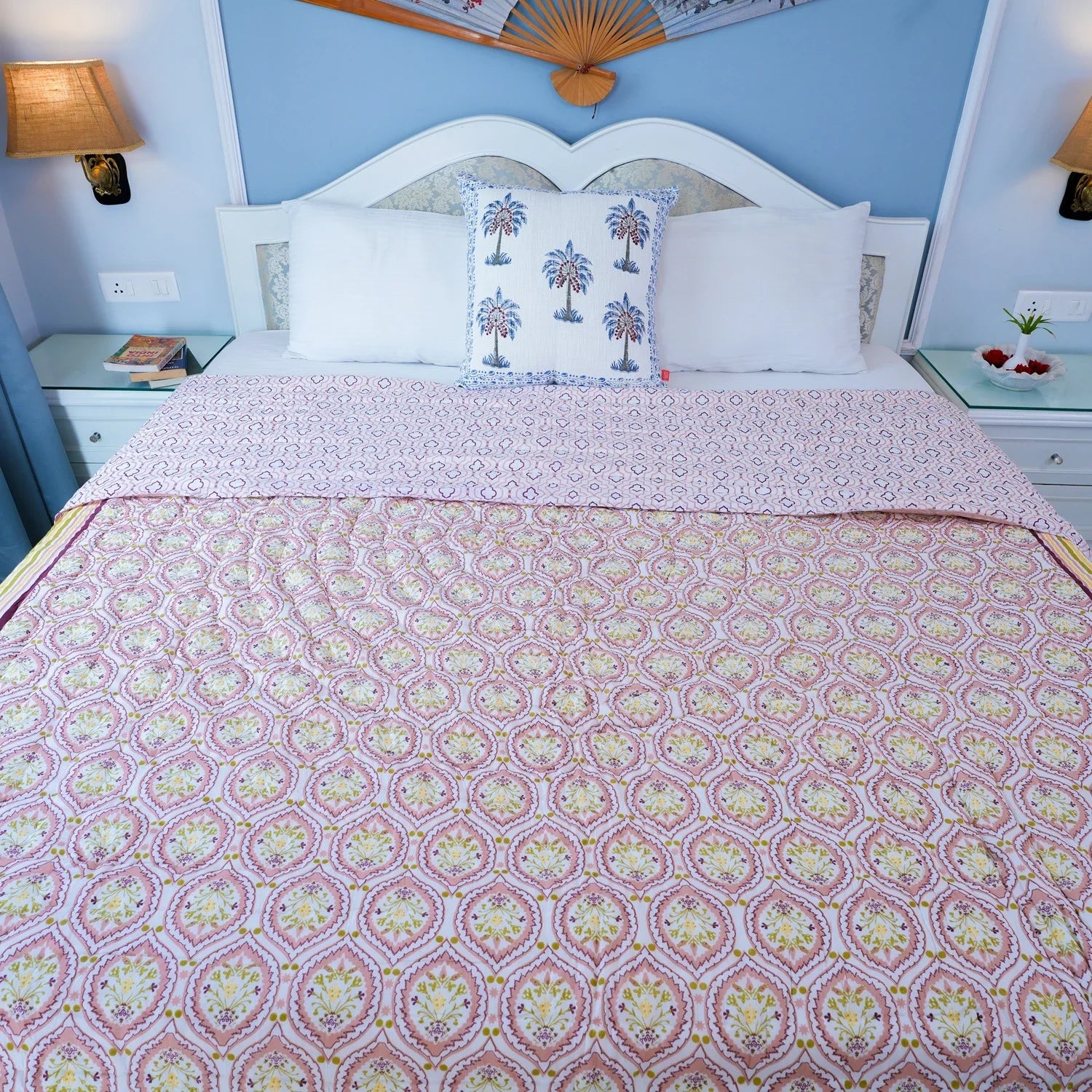 All Season Jaipuri AC Quilt | 100% Pure Cotton | Block Print | Double Bed - Chayanika