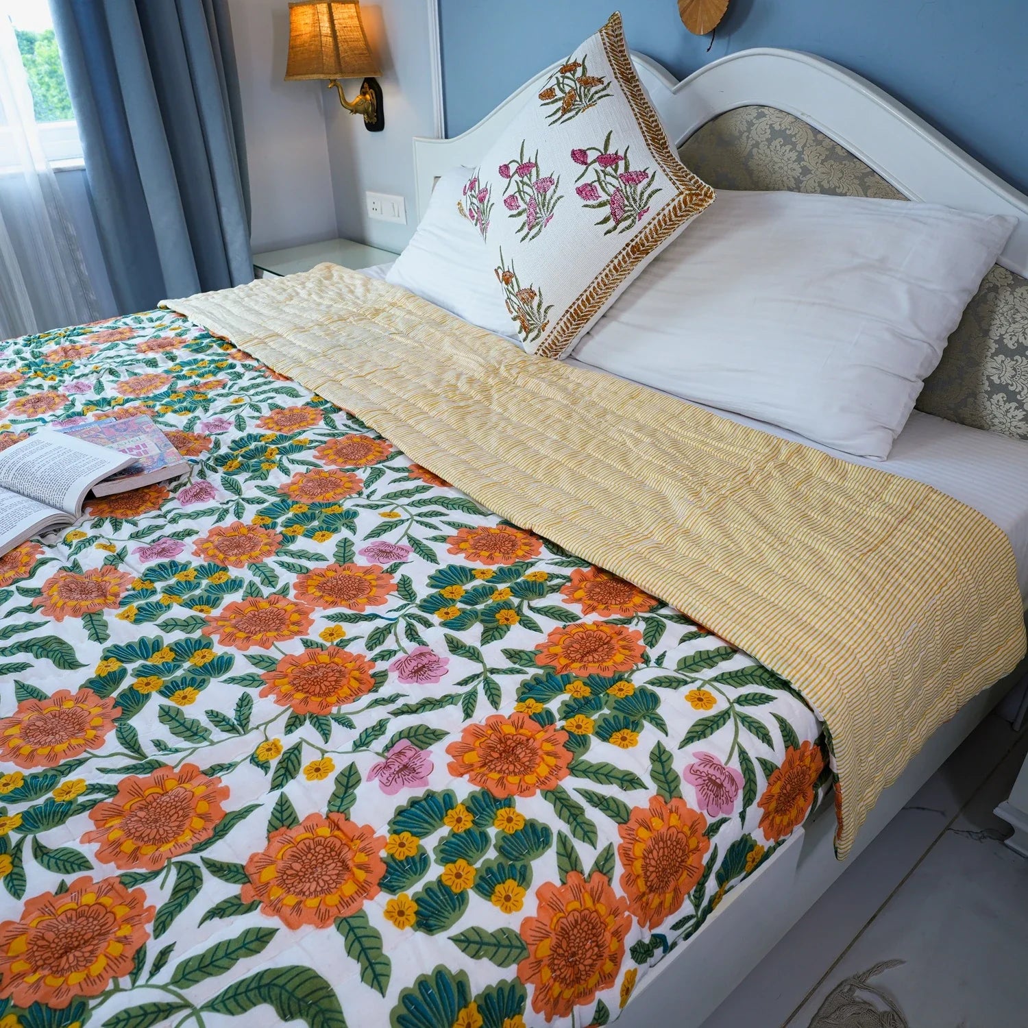 All Season Jaipuri AC Quilt | 100% Pure Cotton | Block Print | Double Bed - Gayatri