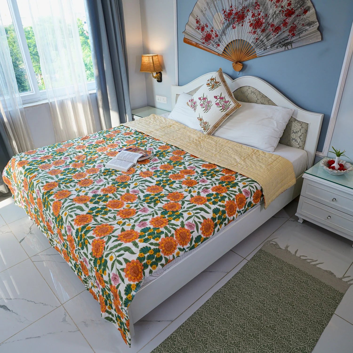 All Season Jaipuri AC Quilt | 100% Pure Cotton | Block Print | Double Bed - Gayatri