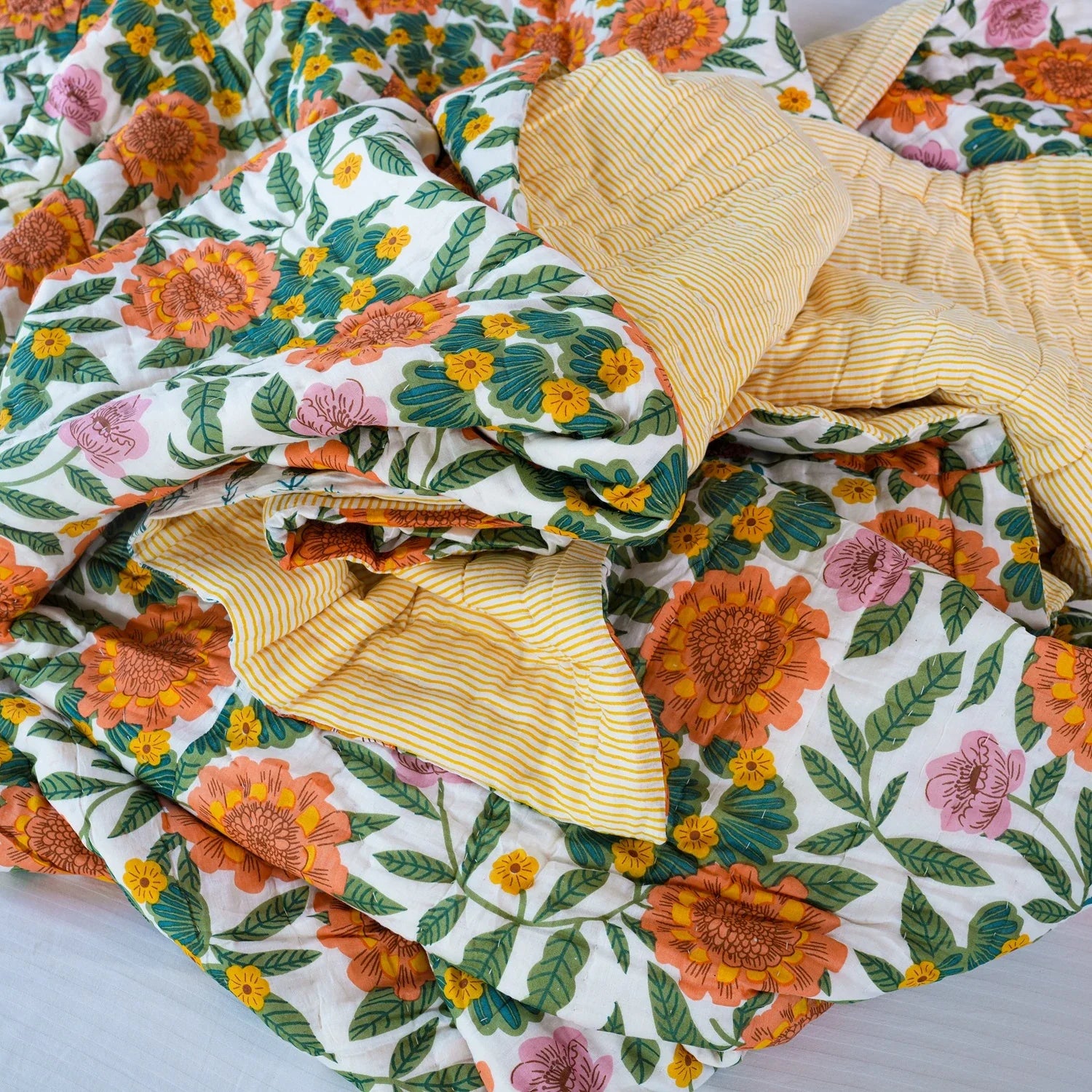 All Season Jaipuri AC Quilt | 100% Pure Cotton | Block Print | Double Bed - Gayatri