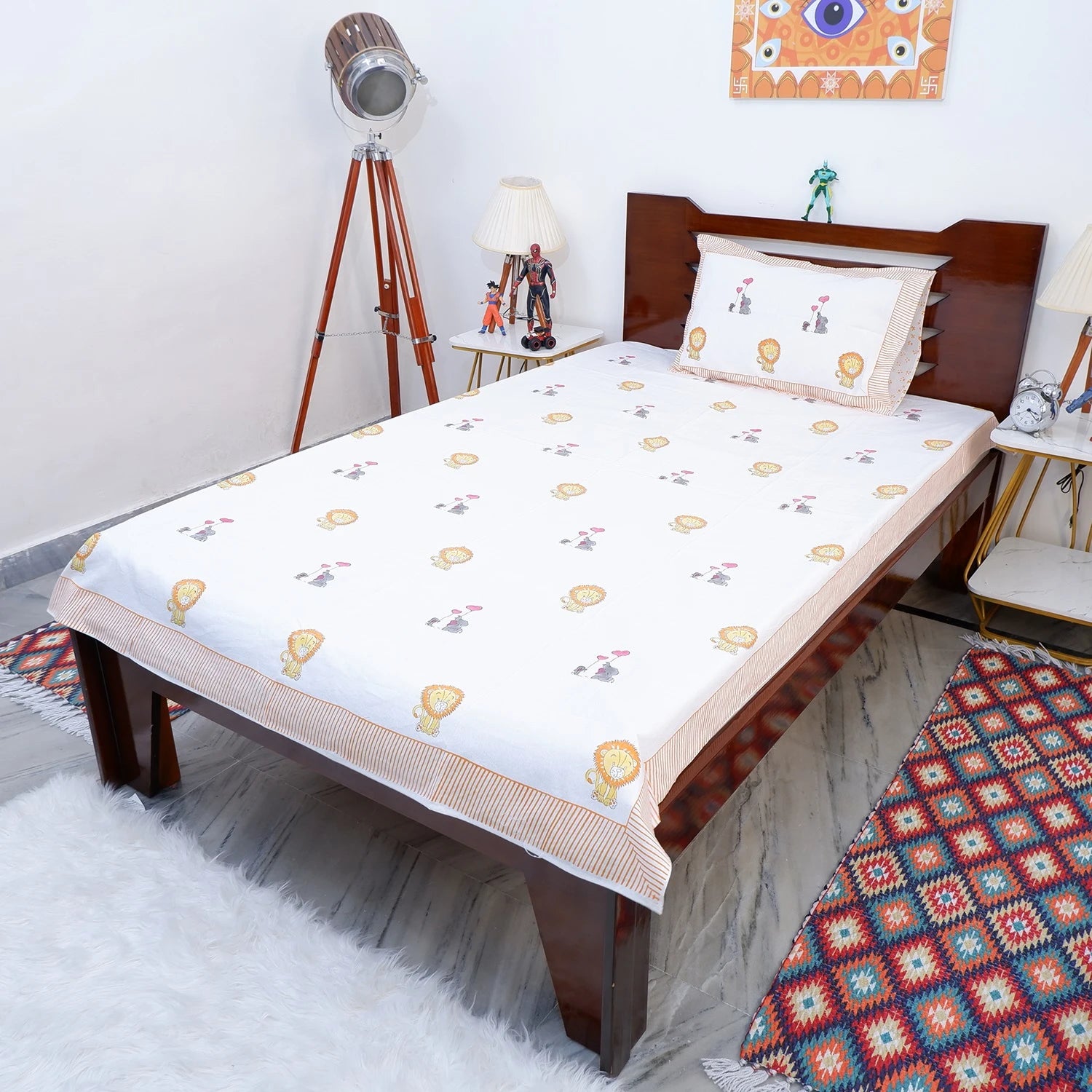 100% Pure Cotton Kid's Bed Sheet | Forest Wildlife Bed Set