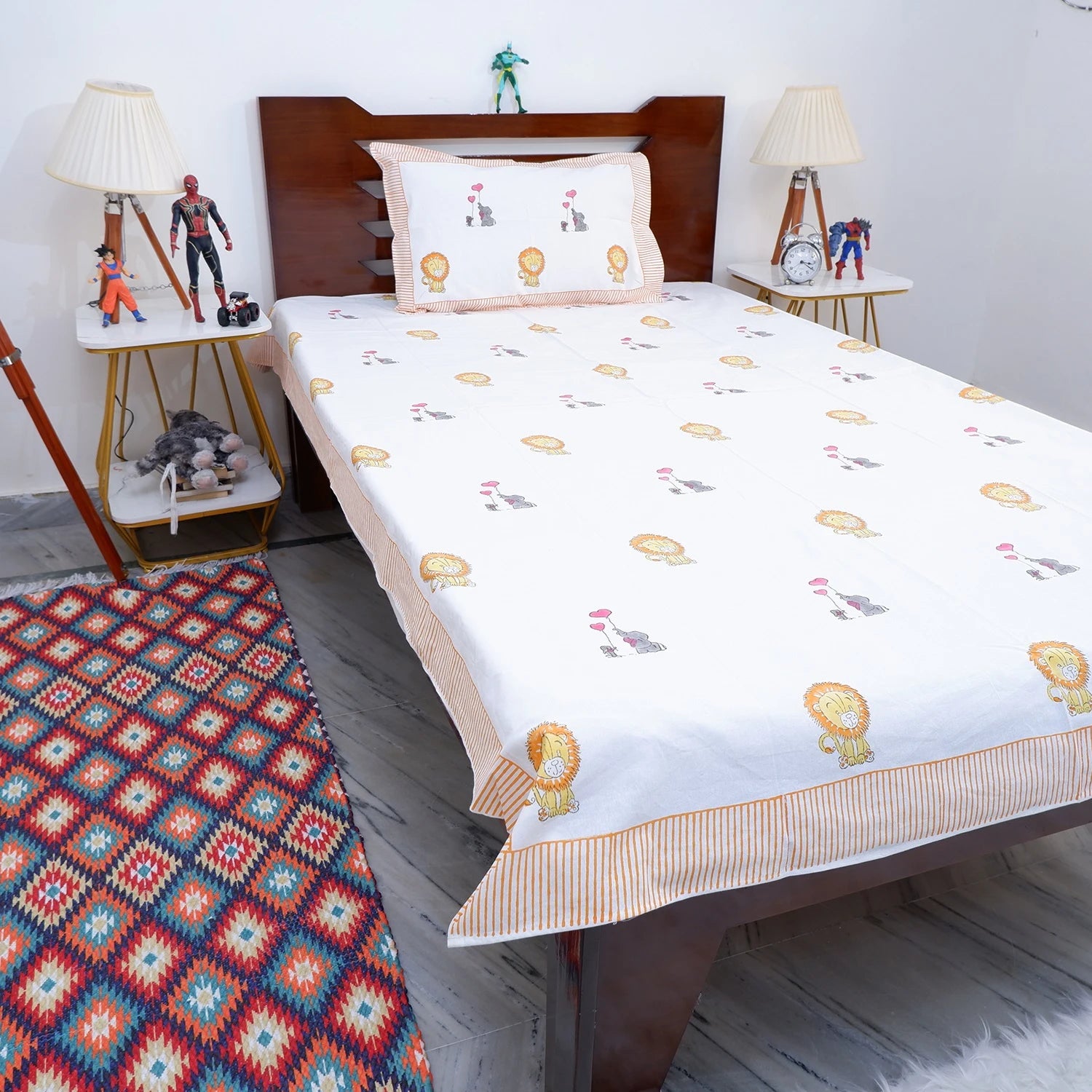 100% Pure Cotton Kid's Bed Sheet | Forest Wildlife Bed Set