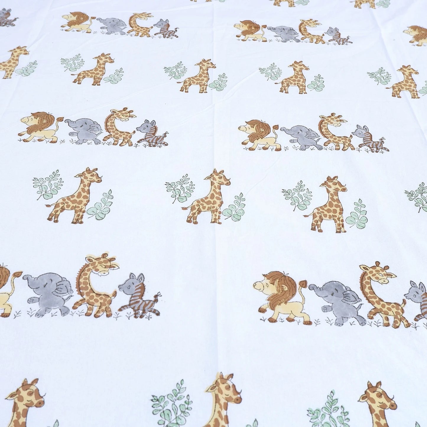 Hand Block Print Mulmul Cotton Kid's Dohar | Forest Animal Dream Sheets