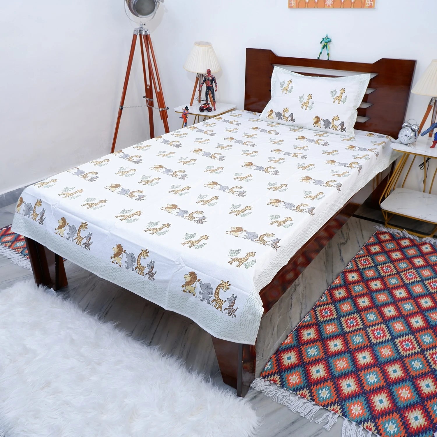 100% Pure Cotton Kid's Bed Sheet | Jungle Explorer Bed Linens