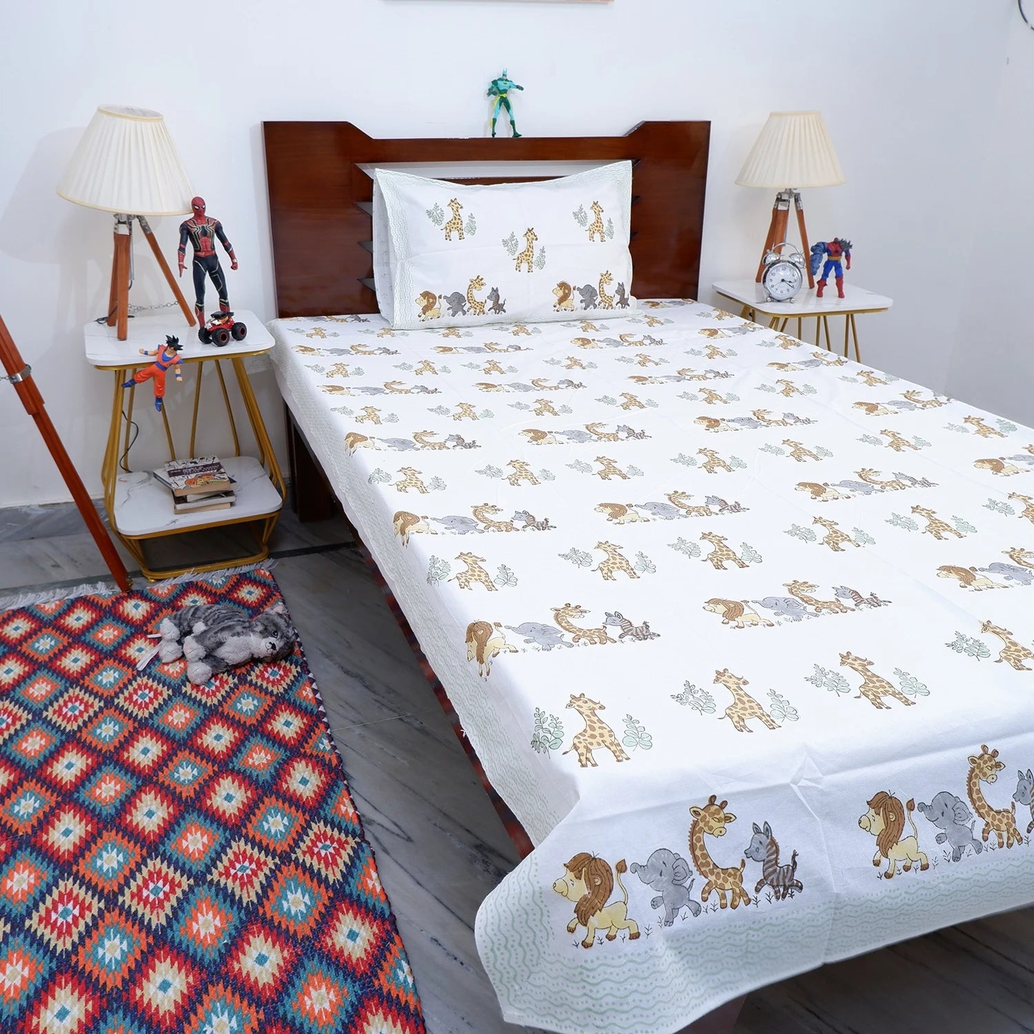 100% Pure Cotton Kid's Bed Sheet | Jungle Explorer Bed Linens