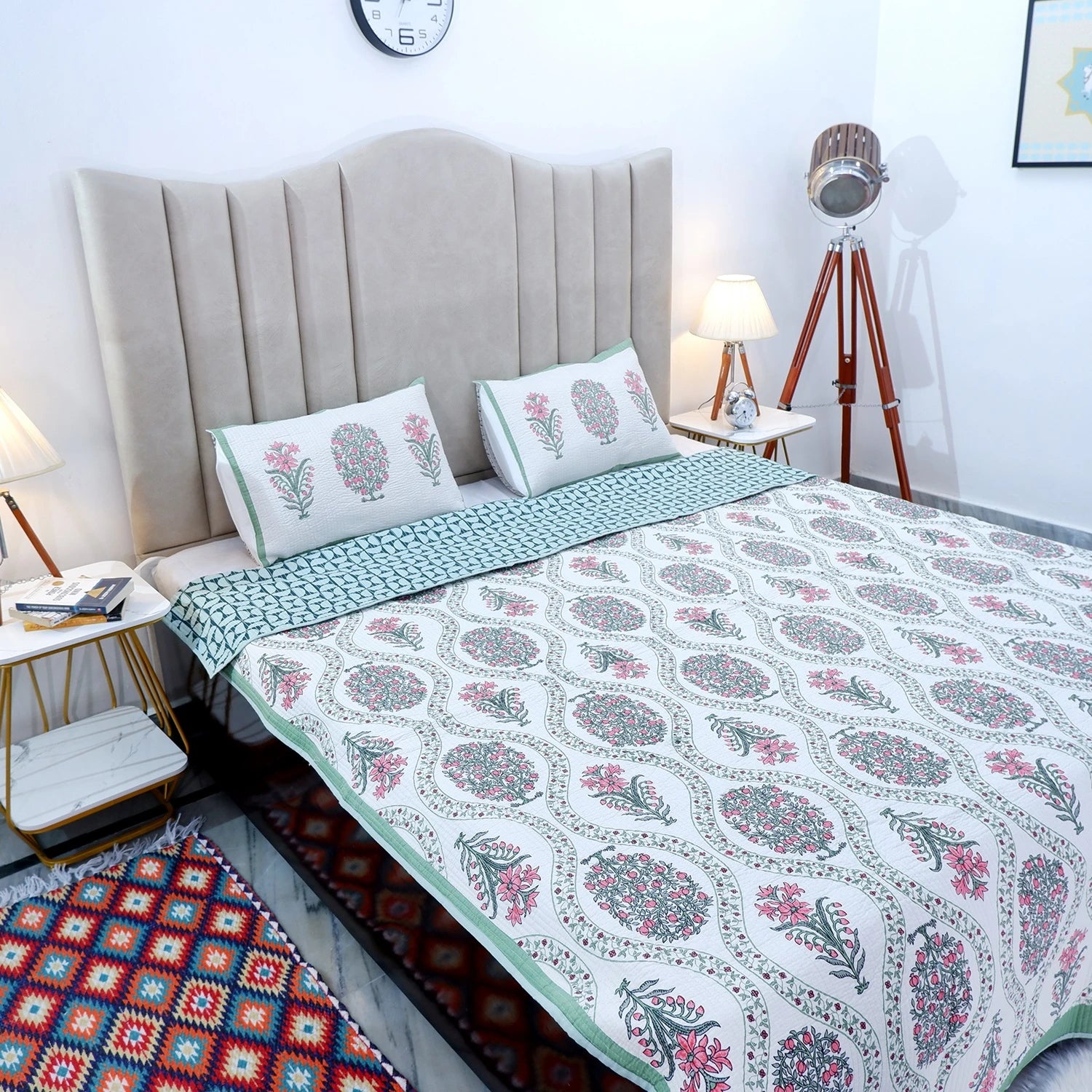 Premium Hand Block Print Cotton Bedcover | Raveena