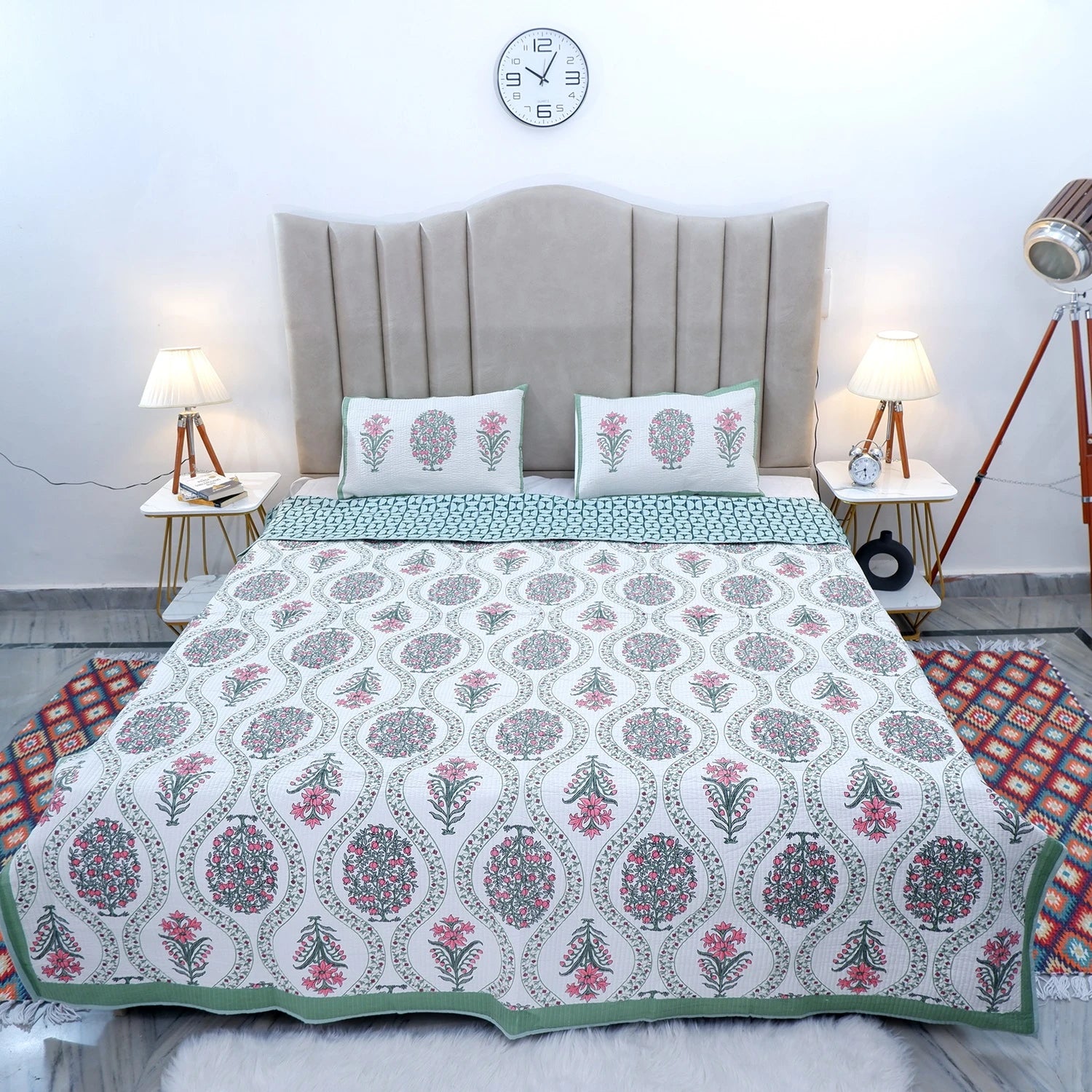 Premium Hand Block Print Cotton Bedcover | Raveena
