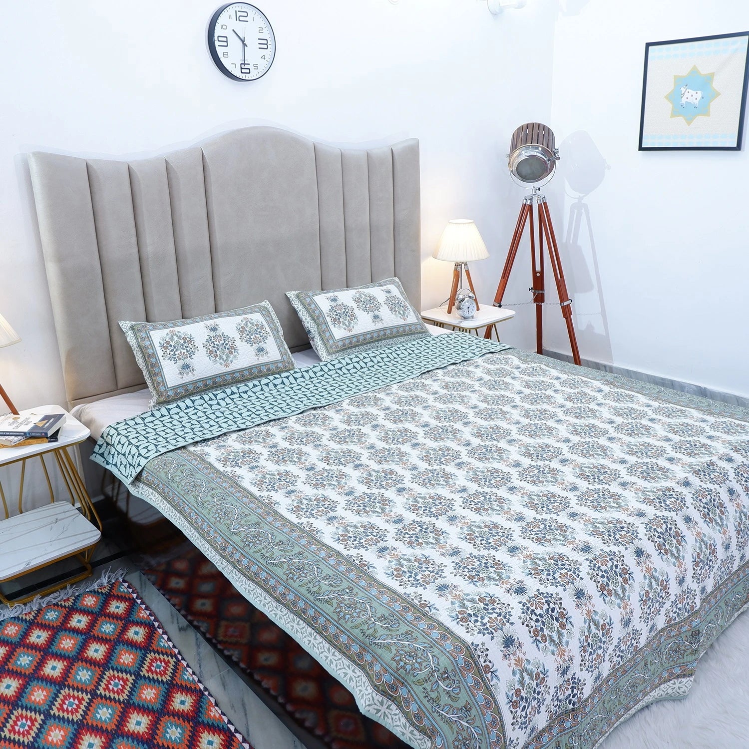 Premium Hand Block Print Cotton Bedcover | Preity