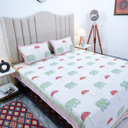 Premium Block Print Jute Cotton Bedcover | Sushmita