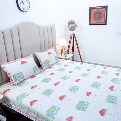 Premium Block Print Jute Cotton Bedcover | Sushmita