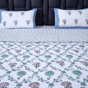 Hand Block Print Cotton Bedcover | Serene Earthy Tones