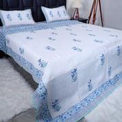 Hand Block Print Cotton Bedcover | Calm Ocean Breeze