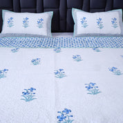 Hand Block Print Cotton Bedcover | Calm Ocean Breeze