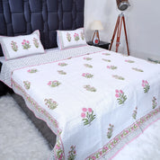 Hand Block Print Cotton Bedcover | Harmony of Flowers
