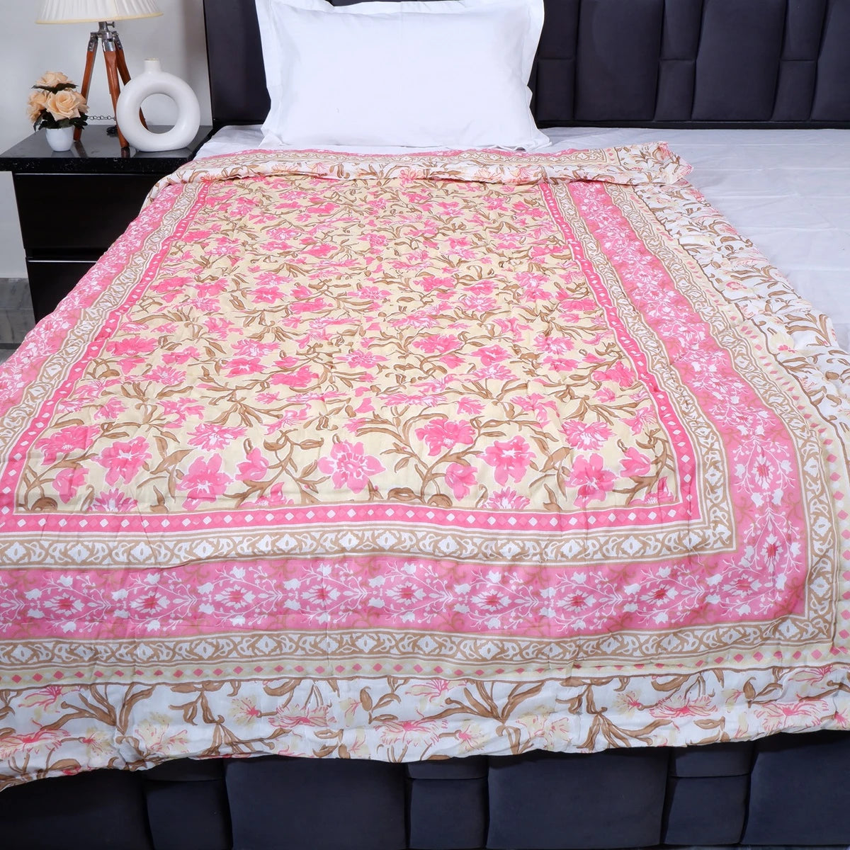 Hand Block Print Mulmul Cotton Quilt | Rajasthani Block Beauty