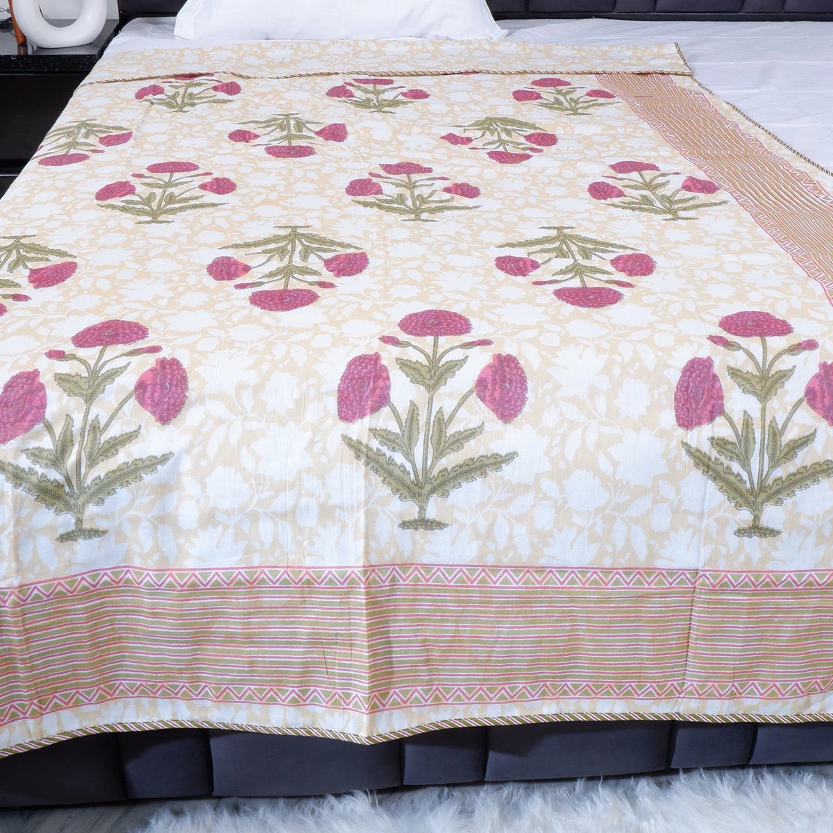 Jaipuri Dohar Blanket (Set of 2) | 100% Mulmul Cotton | Block Print | Single Bed - Bhumi