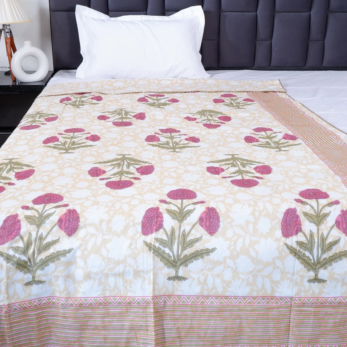Jaipuri Dohar Blanket (Set of 2) | 100% Mulmul Cotton | Block Print | Single Bed - Bhumi