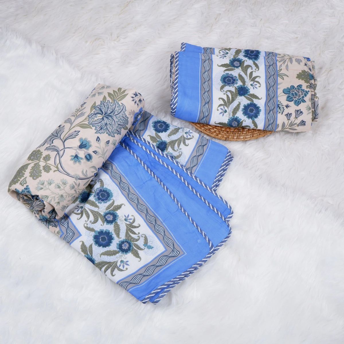 Jaipuri Dohar (Set of 2) | 100% Mulmul Cotton | Block Print | Single Bed - Sonali