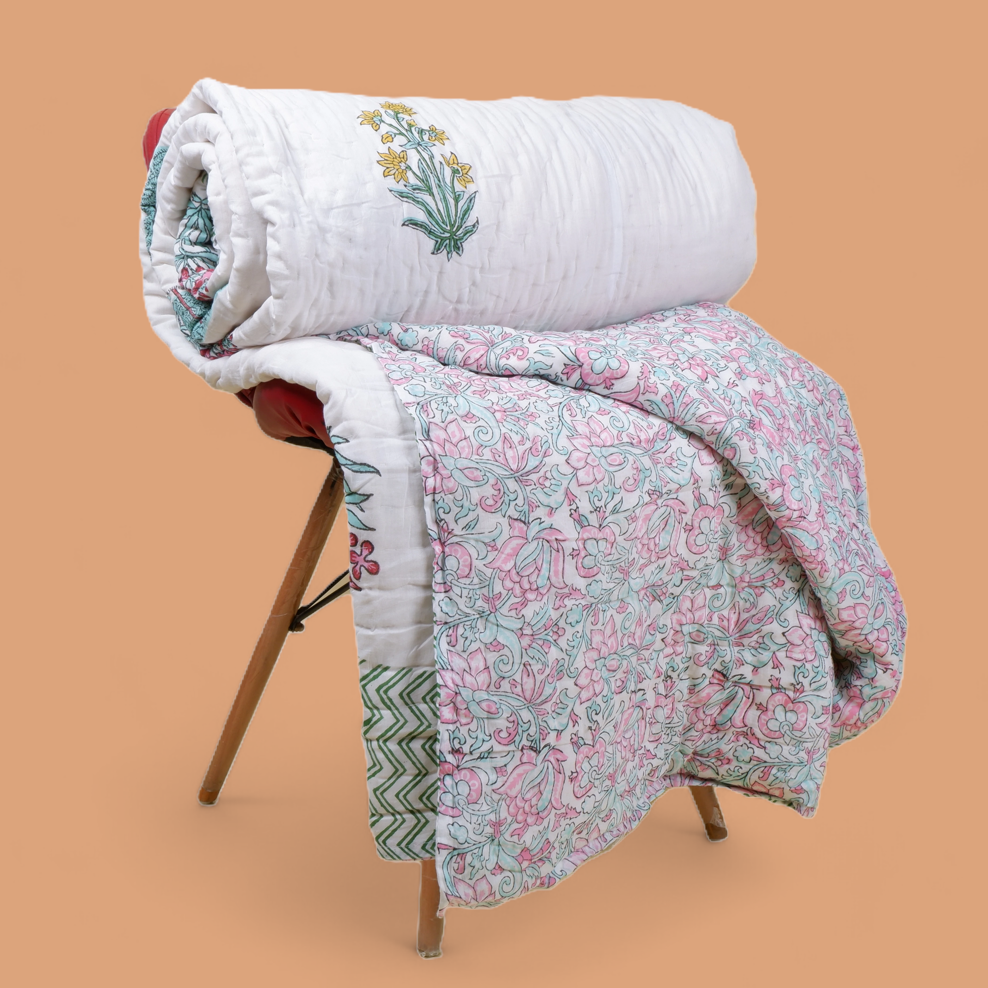 Hand Block Printed Mulmul Cotton Quilt - Shahnoor - Tarvik