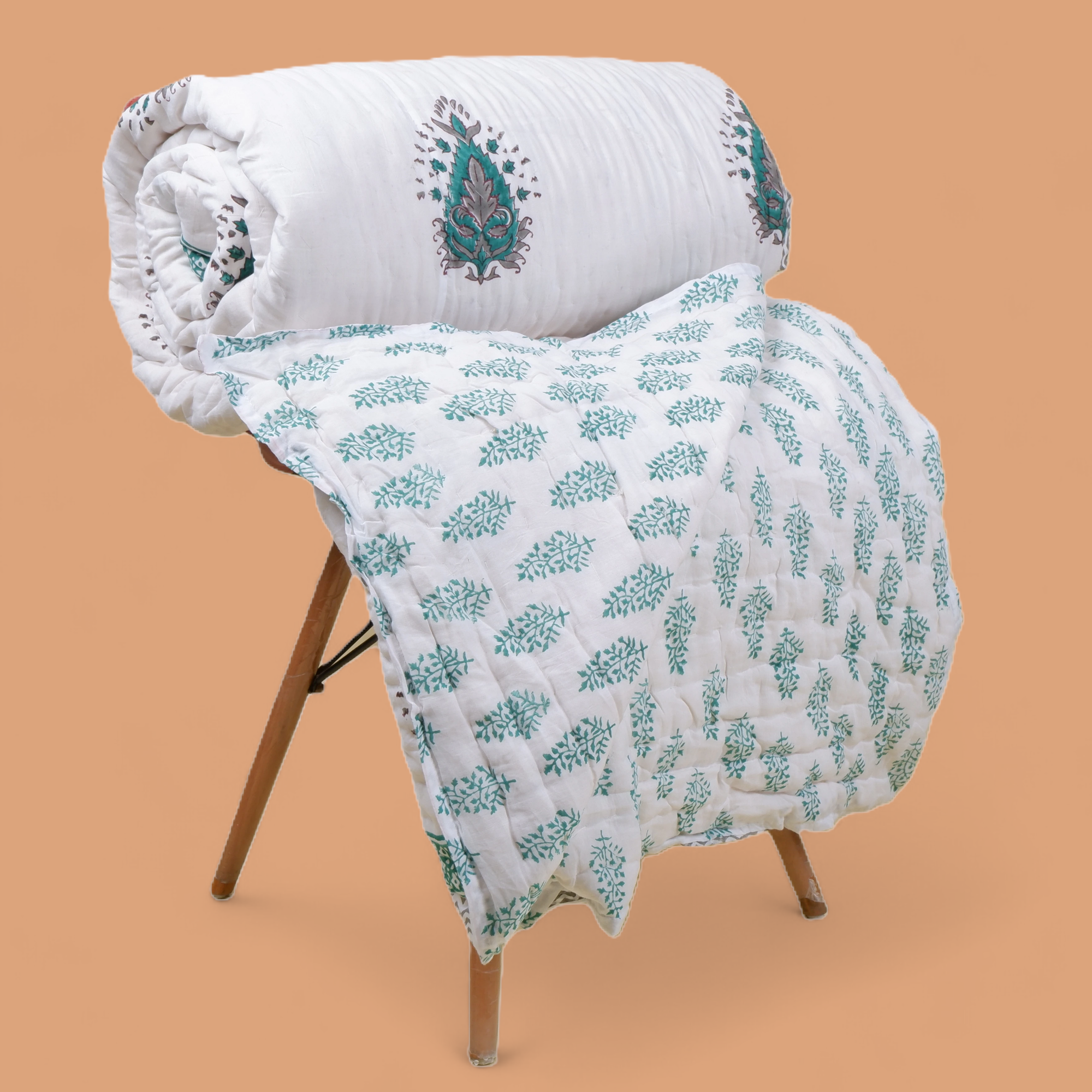 Hand Block Printed Mulmul Cotton Quilt - Khasiba - Tarvik