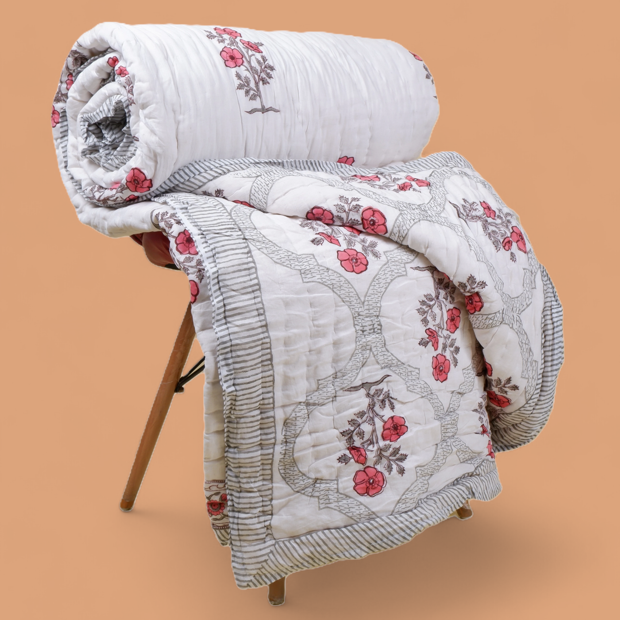 Hand Block Printed Mulmul Cotton Quilt - Sajoon - Tarvik