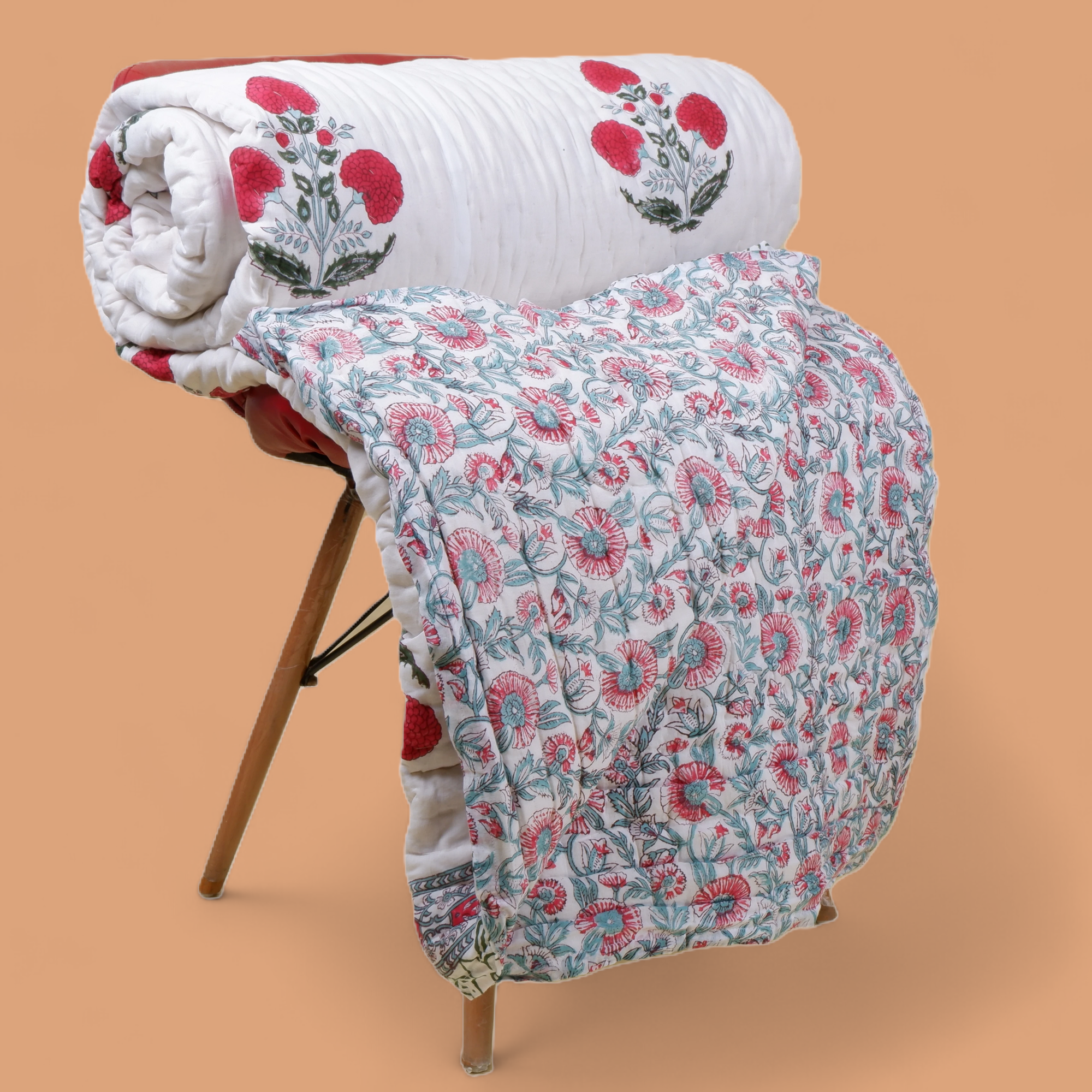 Hand Block Printed Mulmul Cotton Quilt - Shamiyana - Tarvik