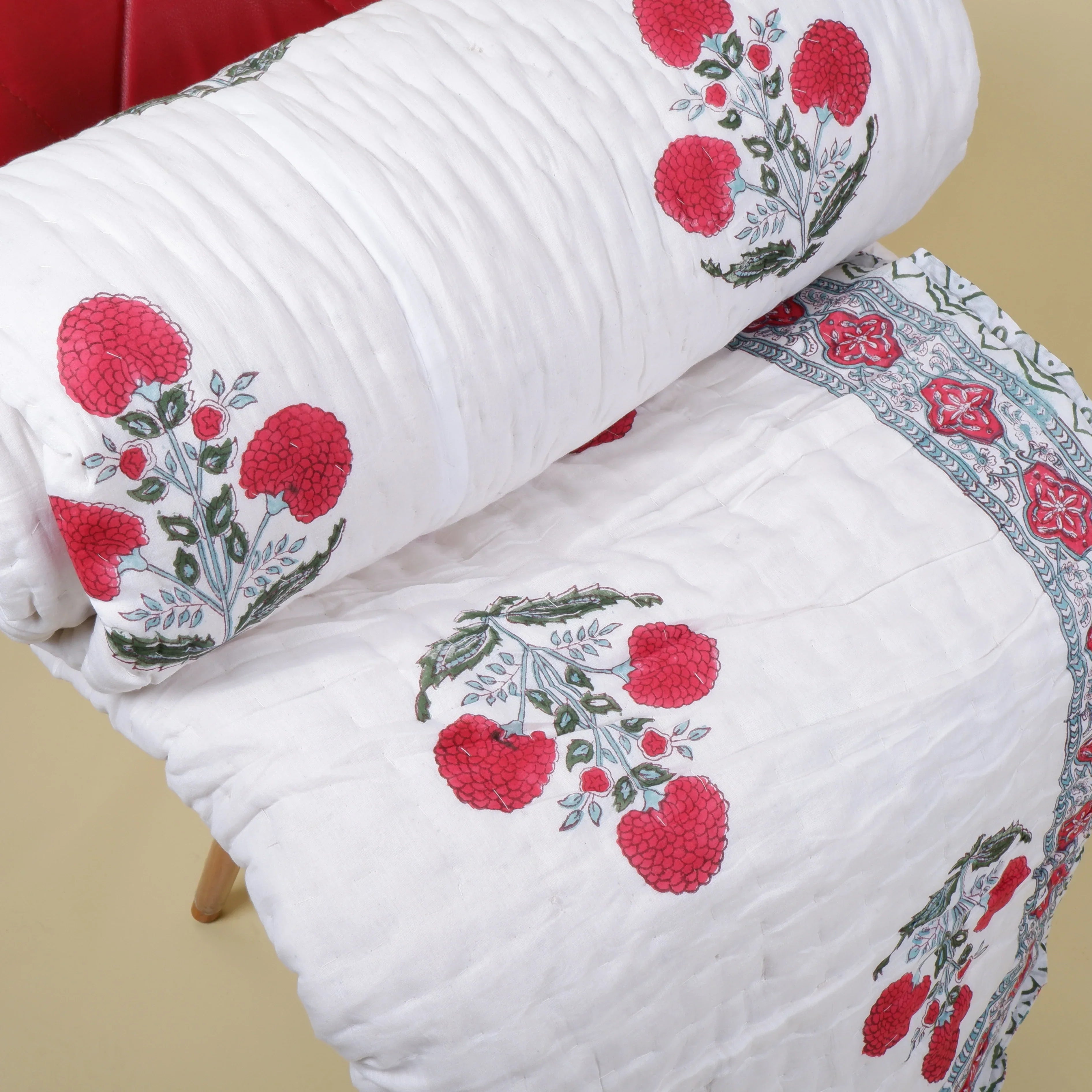 Hand Block Printed Mulmul Cotton Quilt - Shamiyana - Tarvik