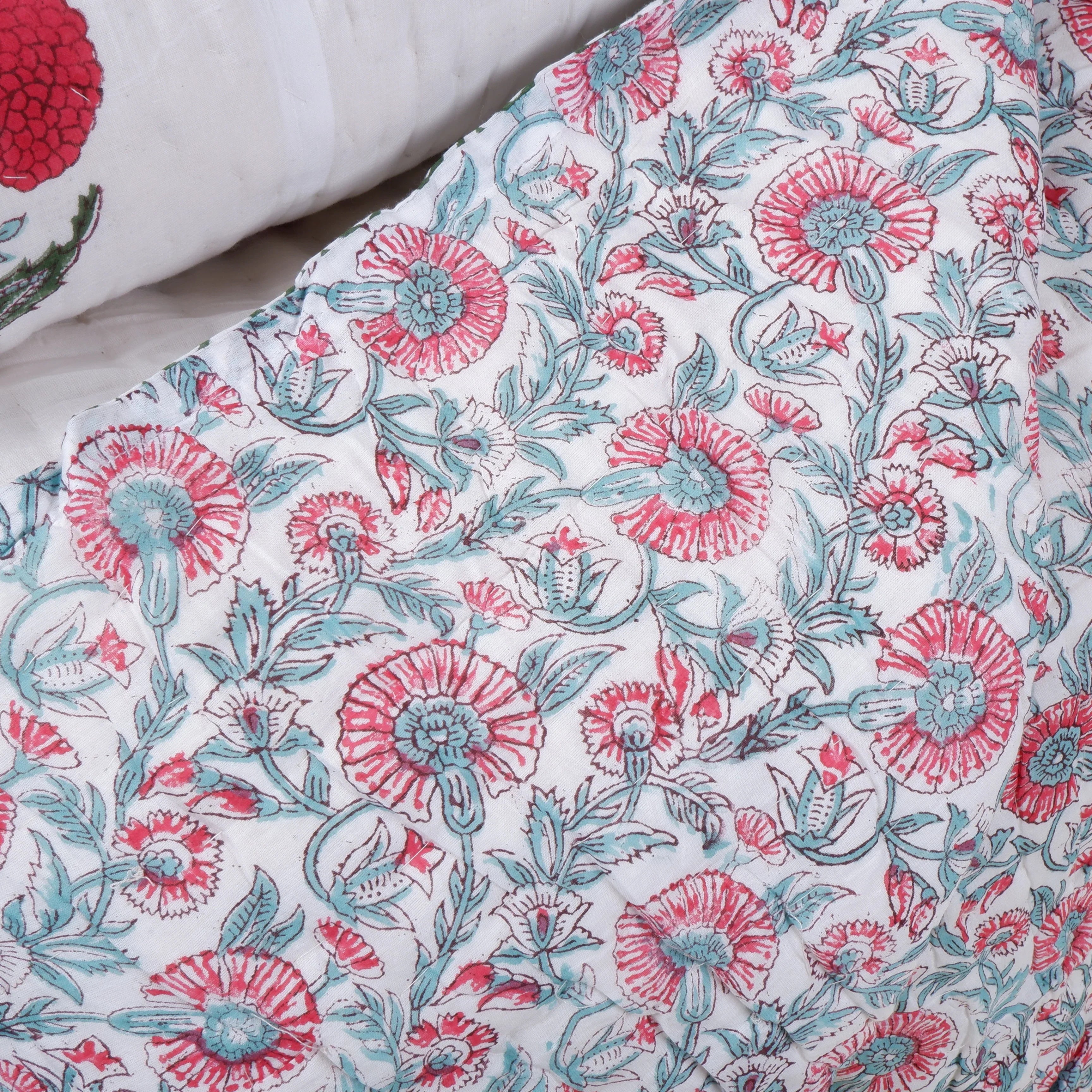 Hand Block Printed Mulmul Cotton Quilt - Shamiyana - Tarvik