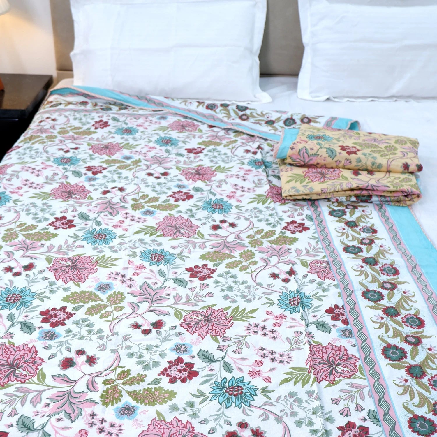 Jaipuri Dohar Blanket (Set of 2) | 100% Mulmul Cotton | Block Print | Single Bed - Marina