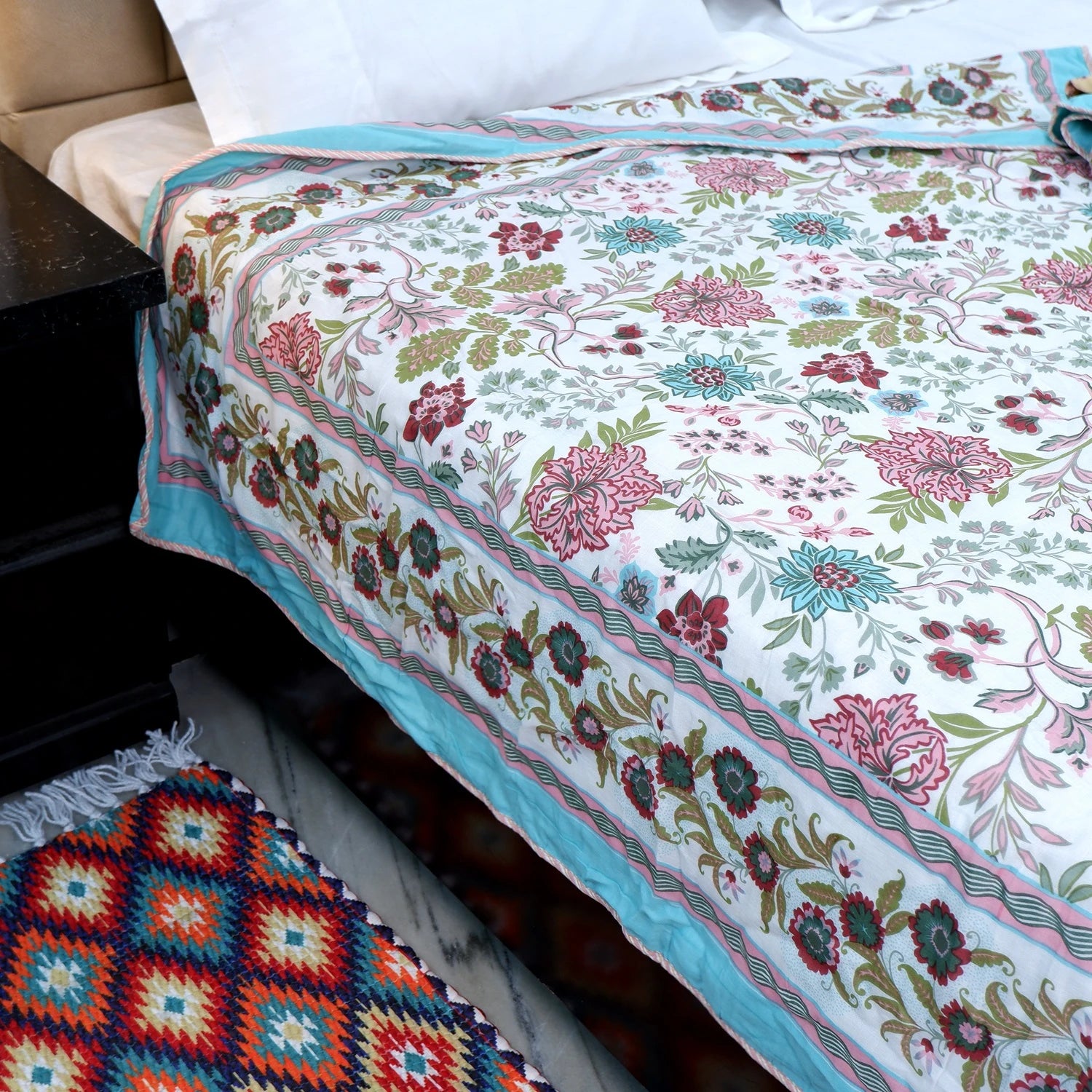 Jaipuri Dohar Blanket (Set of 2) | 100% Mulmul Cotton | Block Print | Single Bed - Marina