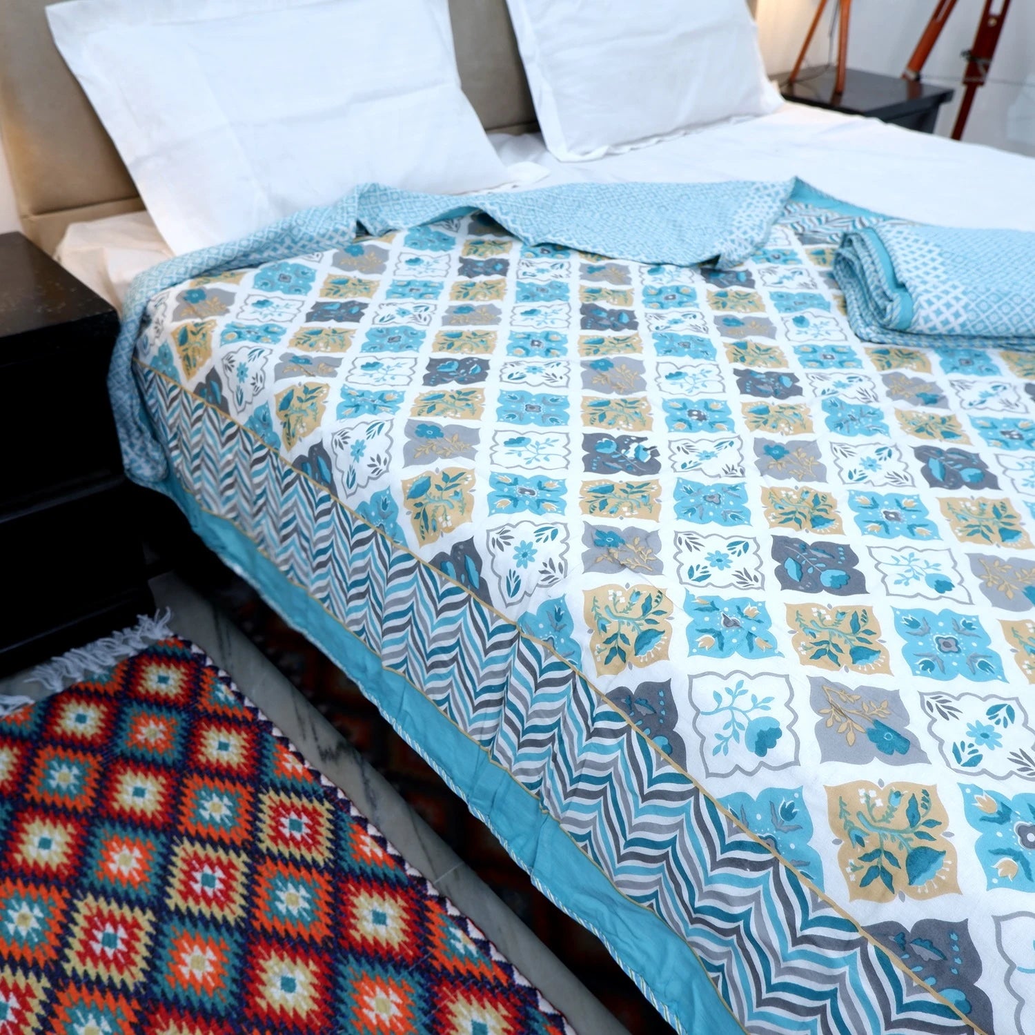 Jaipuri Dohar Blanket (Set of 2) | 100% Mulmul Cotton | Block Print | Single Bed - Tabu