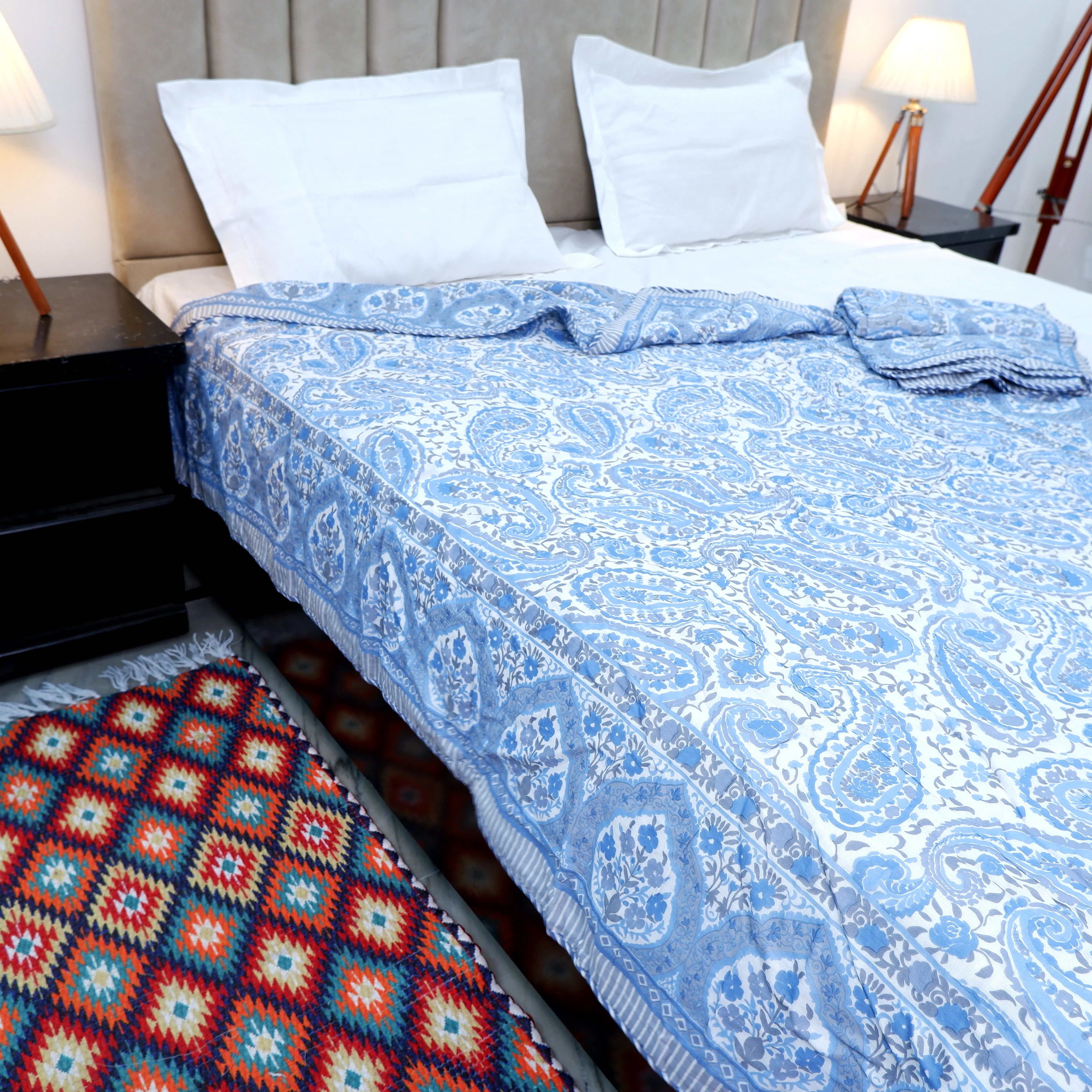 Jaipuri Dohar Blanket (Set of 2) | 100% Mulmul Cotton | Block Print | Single Bed - Hania