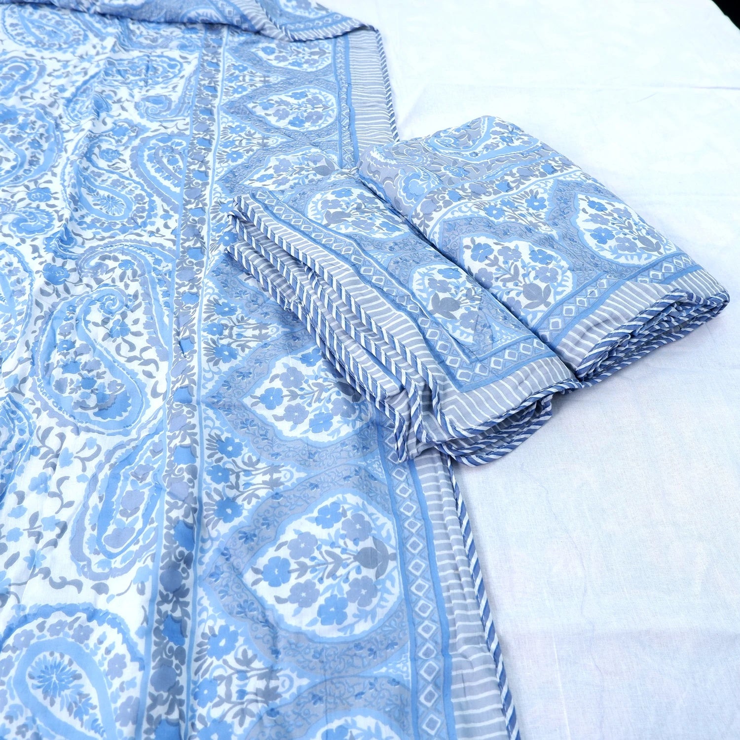 Jaipuri Dohar Blanket (Set of 2) | 100% Mulmul Cotton | Block Print | Single Bed - Hania