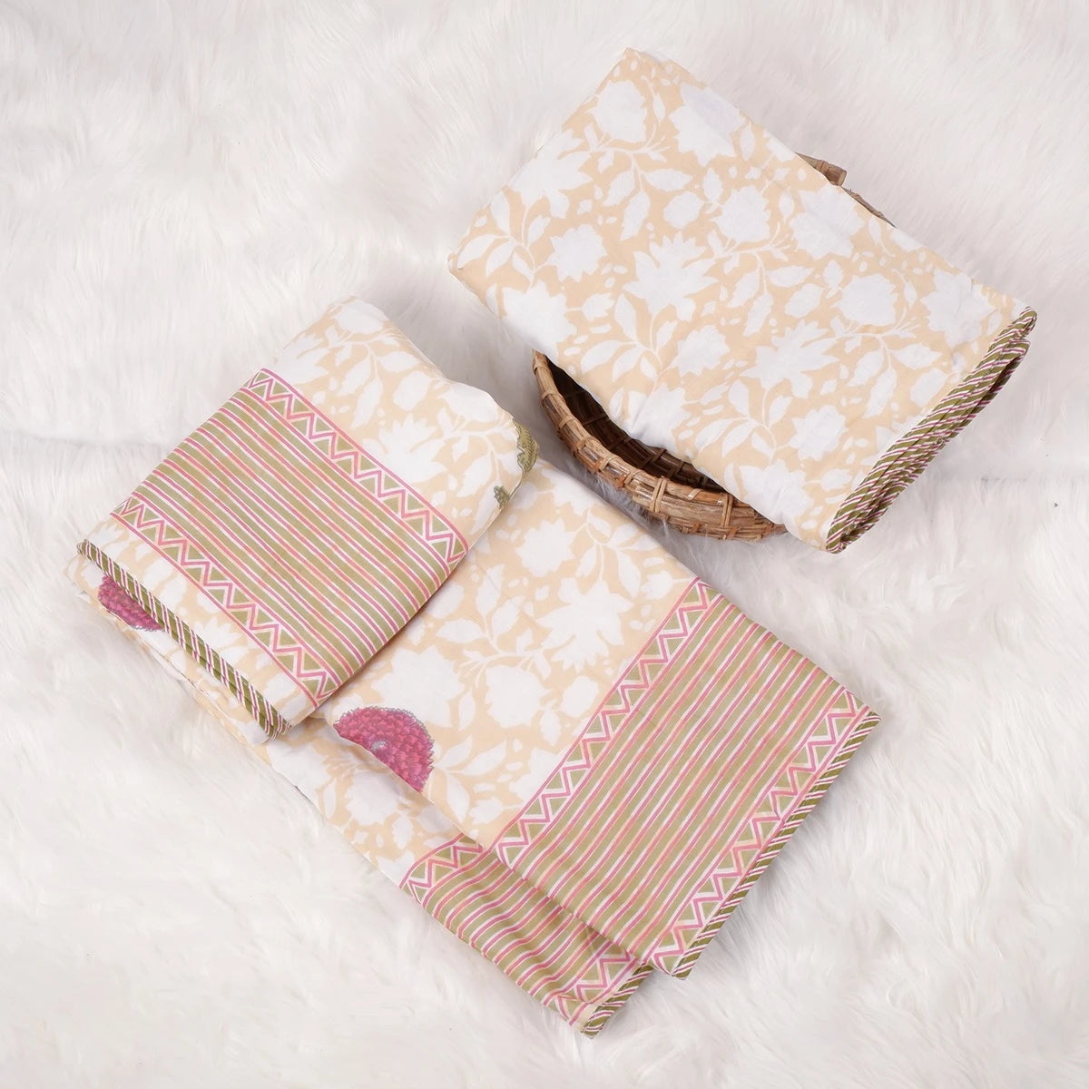 Jaipuri Dohar Blanket (Set of 2) | 100% Mulmul Cotton | Block Print | Single Bed - Bhumi