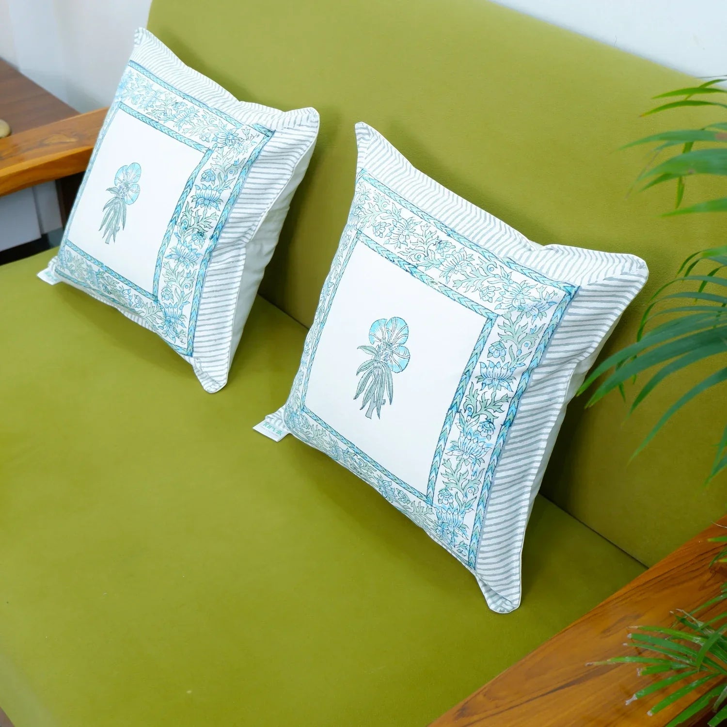 Pure Cotton Hand block Printed Cushion Cover - Naznanin - Tarvik