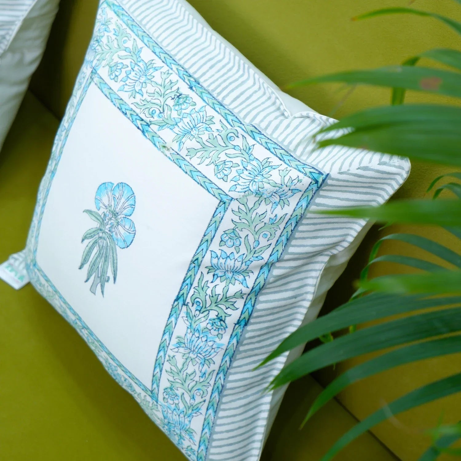 Pure Cotton Hand block Printed Cushion Cover - Naznanin - Tarvik