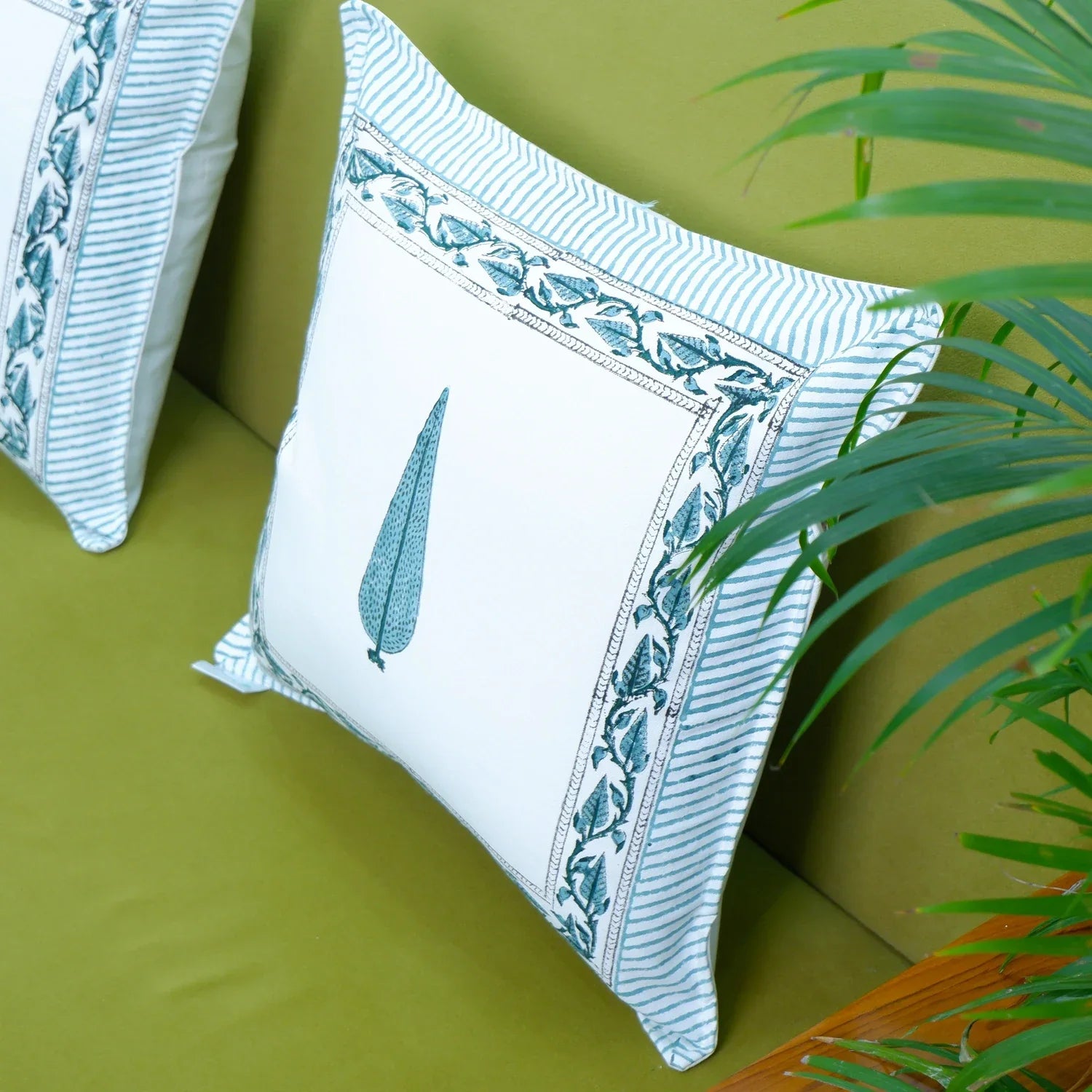 Pure Cotton Hand Block Printed Cushion Cover - Shakeeza - Tarvik