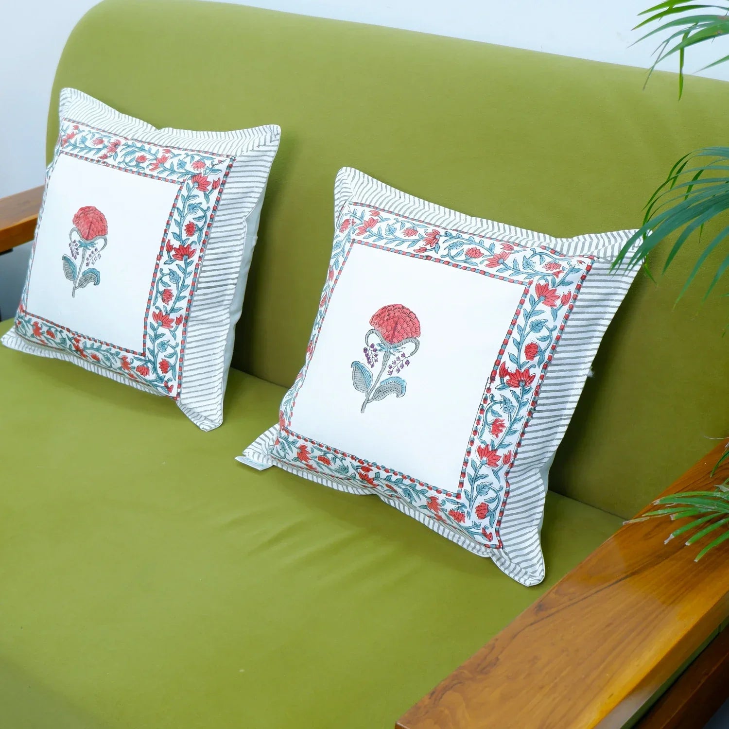 Pure Cotton Hand Block Printed Cushion Cover - Nazaakat - Tarvik
