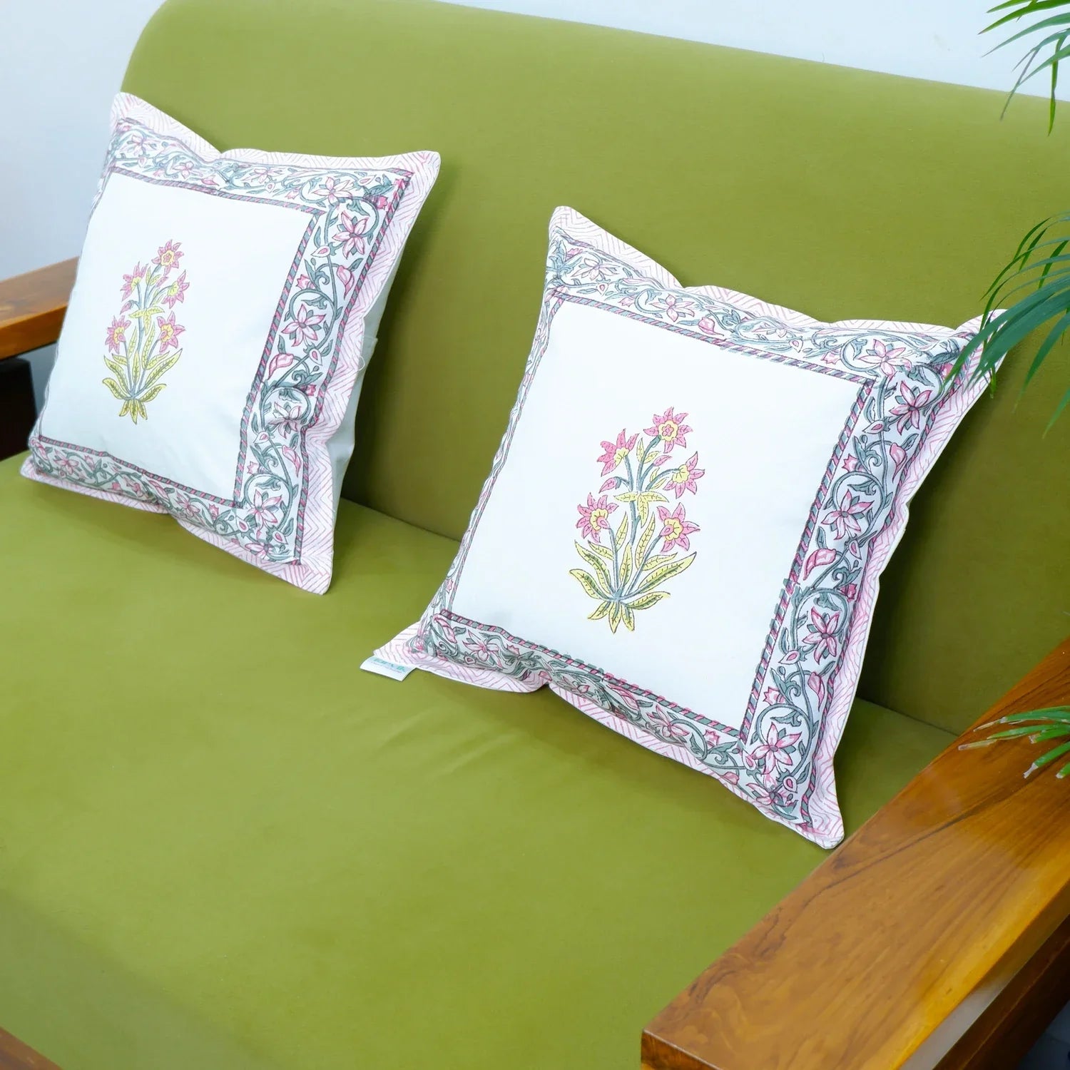 Pure Cotton Hand Block Printed Cushion Cover - Shahra - Tarvik
