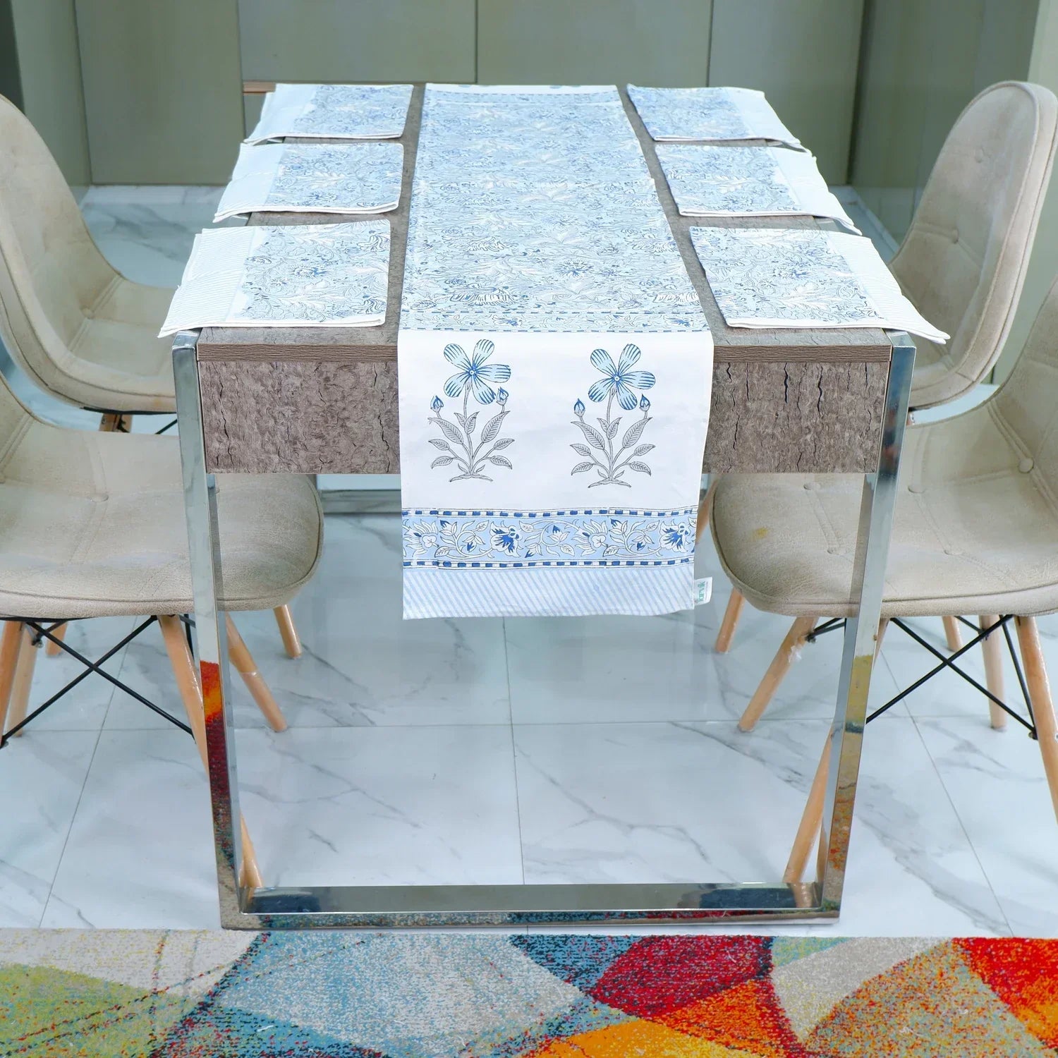 Hand Blocked Printed Table Runner - Ranya - Tarvik