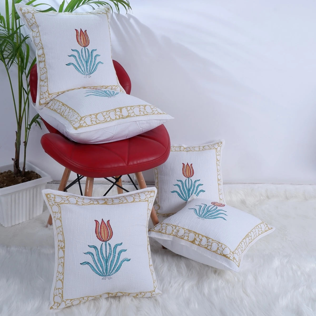 Tara : Hand Block Printed Jute Cushion Covers