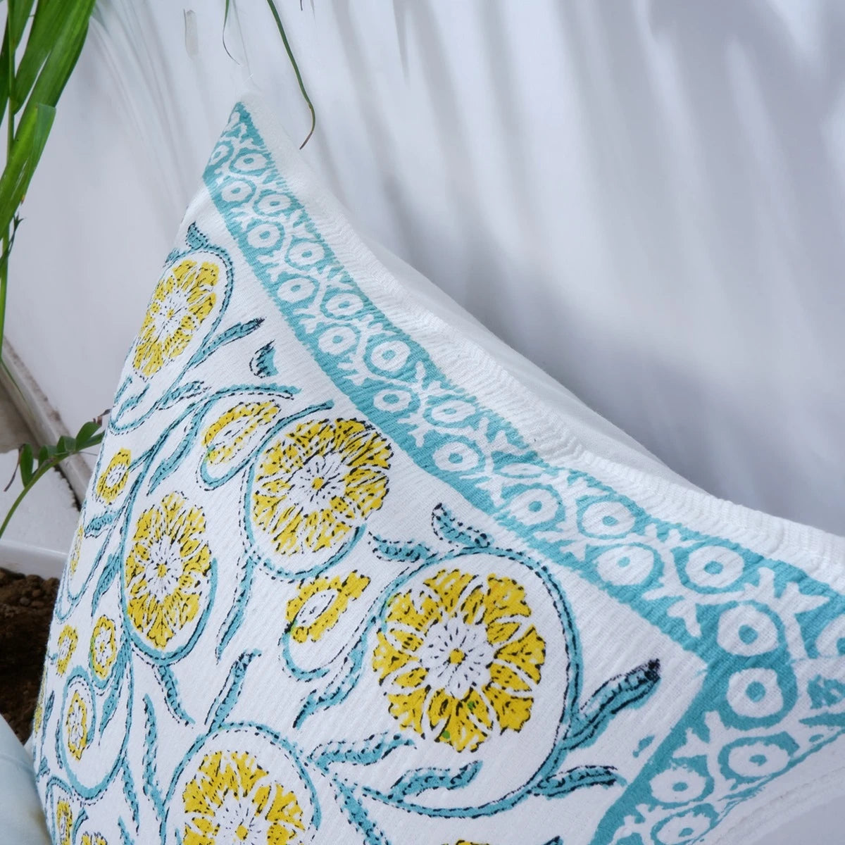 Surveen : Hand Block Printed Jute Cushion Covers