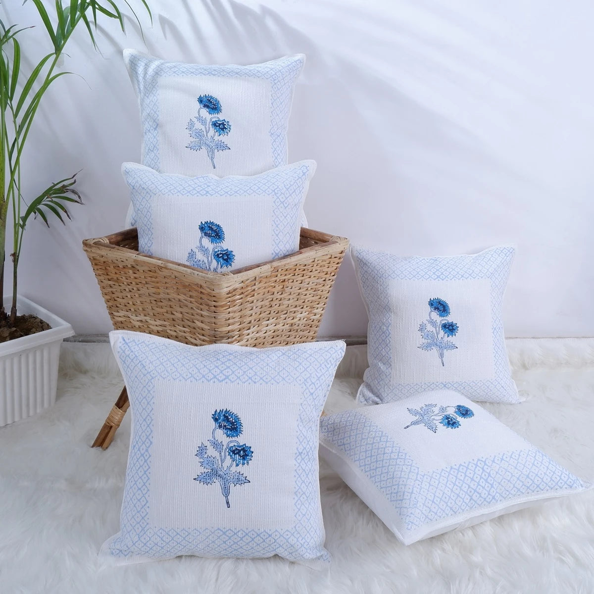 Sanya : Hand Block Printed Jute Cushion Covers